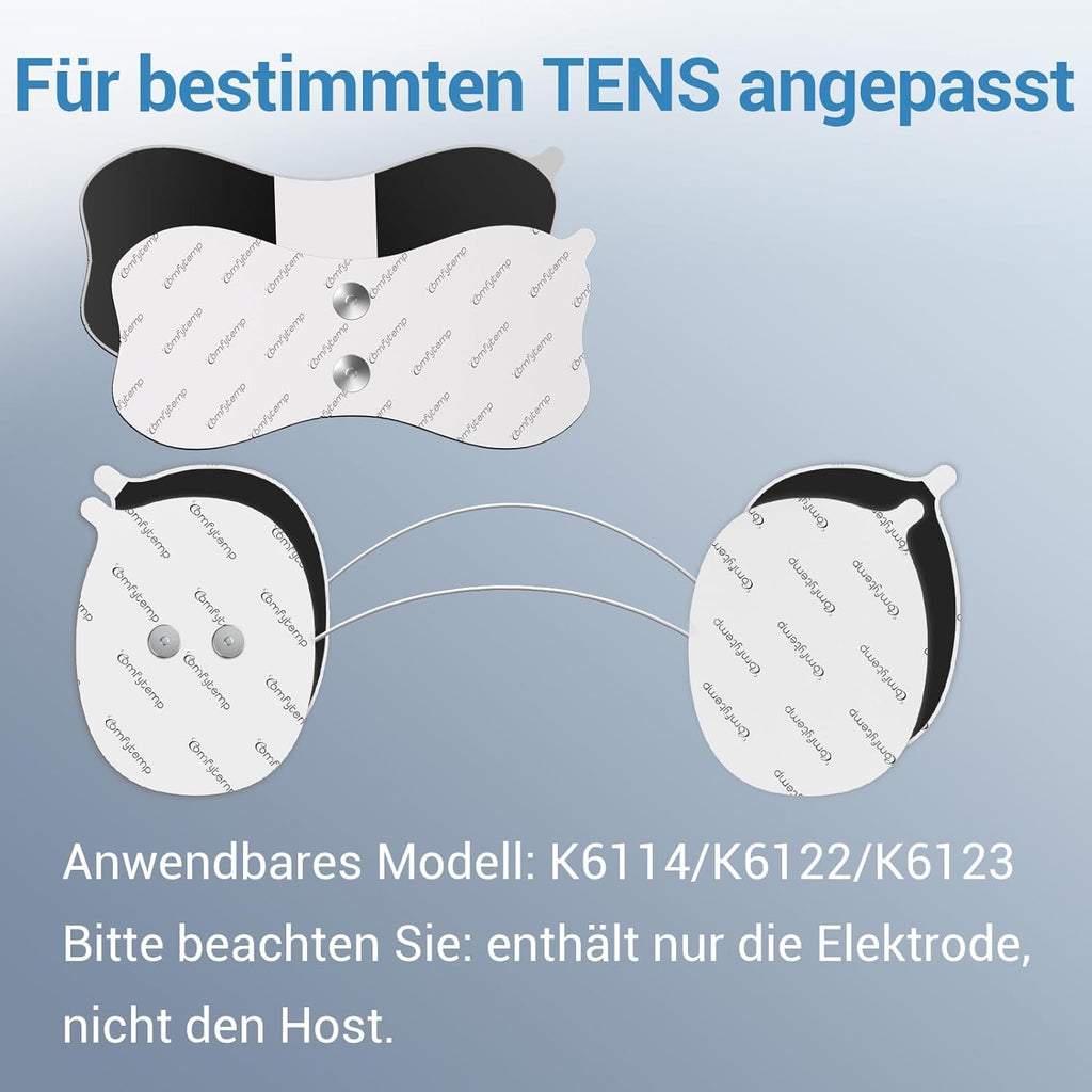 Comfytemp TENS Device Electrode Pads (Only for K6122/K6114), Pack of 2 + 2 Wireless Pads (6 x 13/7 x 9 cm) Reusable, High-Quality Self-Adhesive Performance and Non-Irritating Electrotherapy