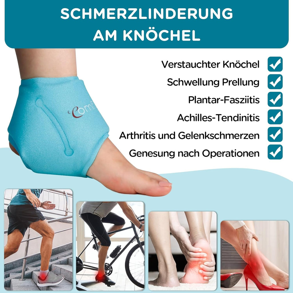 Comfytemp Cooling Cuff Foot Ankle Gel Cooling Pads (2 Pieces), Cooling Bandage Ankle Pain Relief, Cold Warm Compress Reusable Cool Packs Plantar Fasciitis 30 x 11 cm