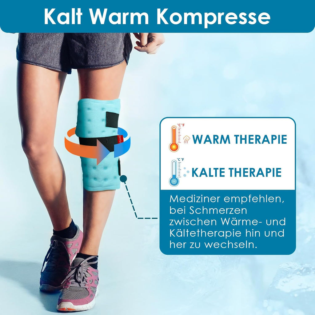 Comfytemp Universal Cooling Cuff (Pack of 2) 30 x 30 cm Cooling Bandage for Legs Arms Calves Knee Elbow Shoulder Neck with 3 Fasteners Cooling Pads Cold Warm Compress Reusable Cool Packs
