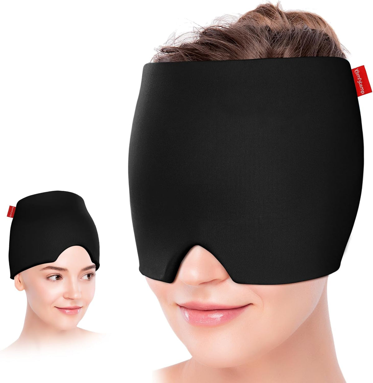 Comfytemp Migraine Mask, Gel Cooling Mask, 360° Surrounded Eye Mask, Sleeping Mask, Cold Heat Compress for Headaches and Dry Eyes, Fever, Cold Cooling Hat