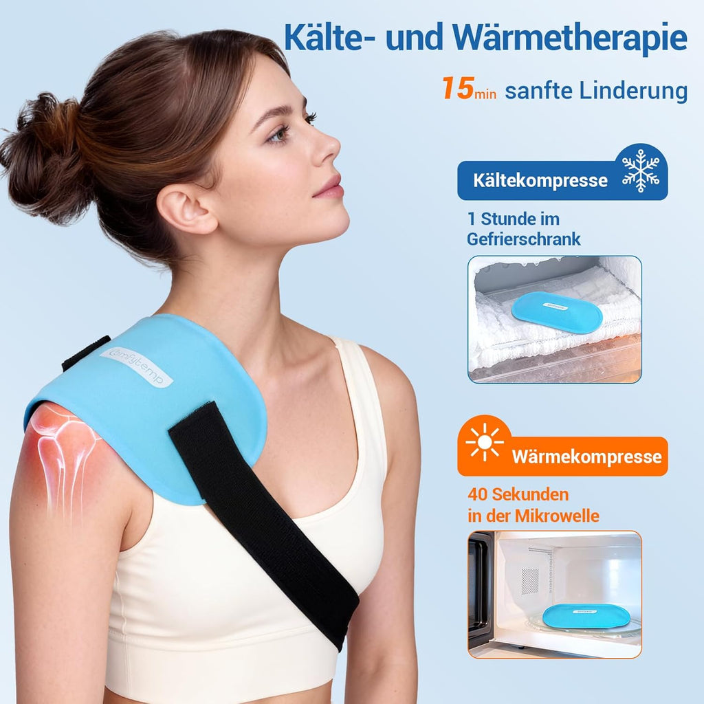 Comfytemp Kühlpads mit Klettband, 26 x 13 cm, 2 Stück, Wiederverwendbare Kühlpack Gel-Kühlkompressen, Kühlkissen Kühlbeutel Kalt Warm Kompresse Kühlmanschette für Augen, Nacken, Knie, Füße, Handgelenk