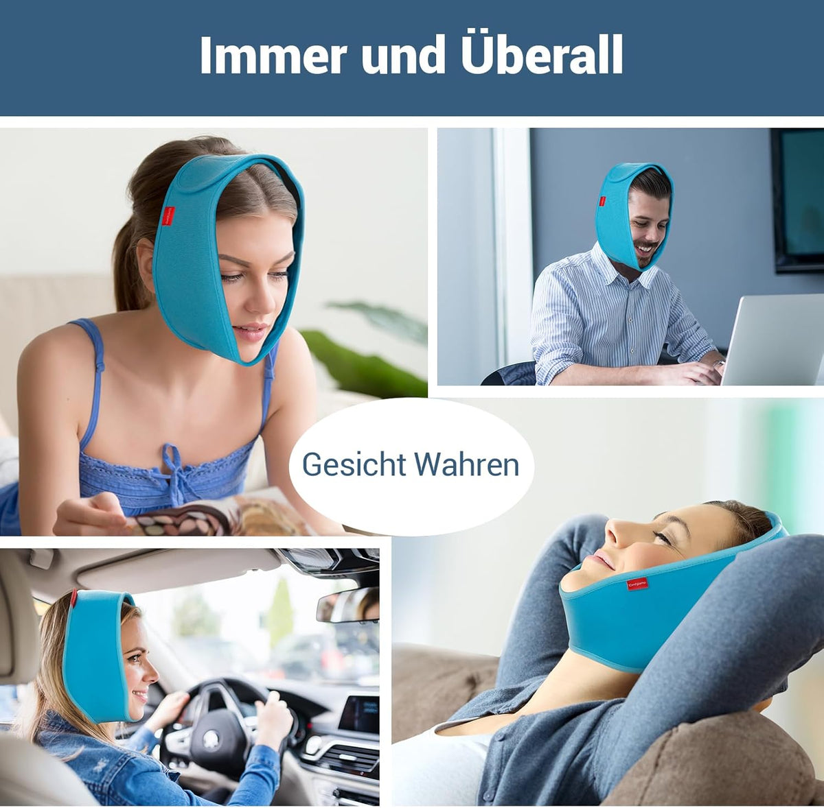 Comfytemp Wisdom Tooth Cooling Compress Cooling Pads Face, Hands-Free Soft Gel Cooling Packs TMJ Pain Relief and Pain After Face Surgery Tooth Pain Jaw Relaxation 85 x 12.5 cm Cooling Bandage