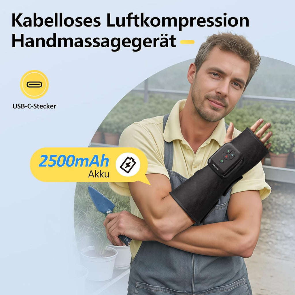Comfytemp 3-in-1 Handheld Massager Wireless Air Compression Massage for Palm Wrist Forearm, Heating Massager with DIY Control at the Touch of a Button and App 2500 mAh Battery (Pack of 1)