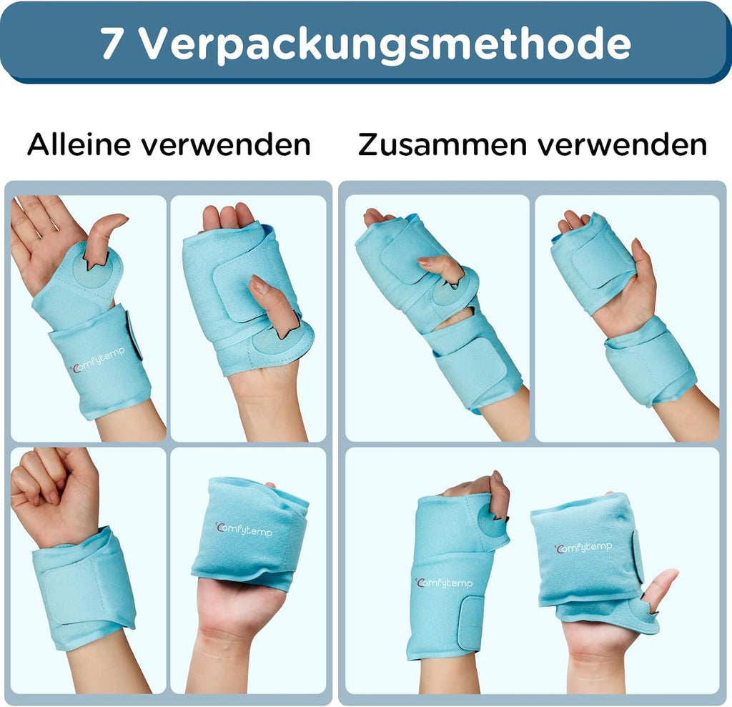 Comfytemp Cooling Cuff Wrist with Fastener (2 Pieces) Cooling Bandage, Gel Cooling Pads for Carpal Tunnel Pain, Arthritis and Tendonitis, Cold Warm Compress Cool Pack