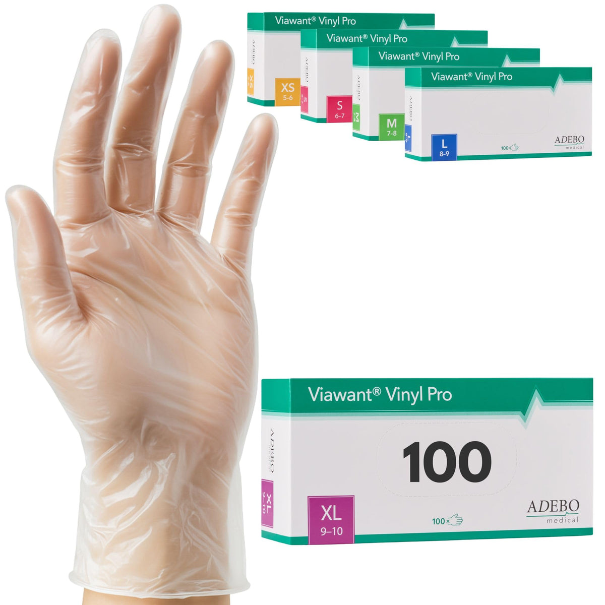 Vinyl Gloves Pack of 100 | M | Disposable Gloves Vinyl Gloves Very Touch Sensitive - Sturdy, Powder-Free & Latex Free - Tear-Resistant Rubber Gloves | Size XS, S, M, L, XL