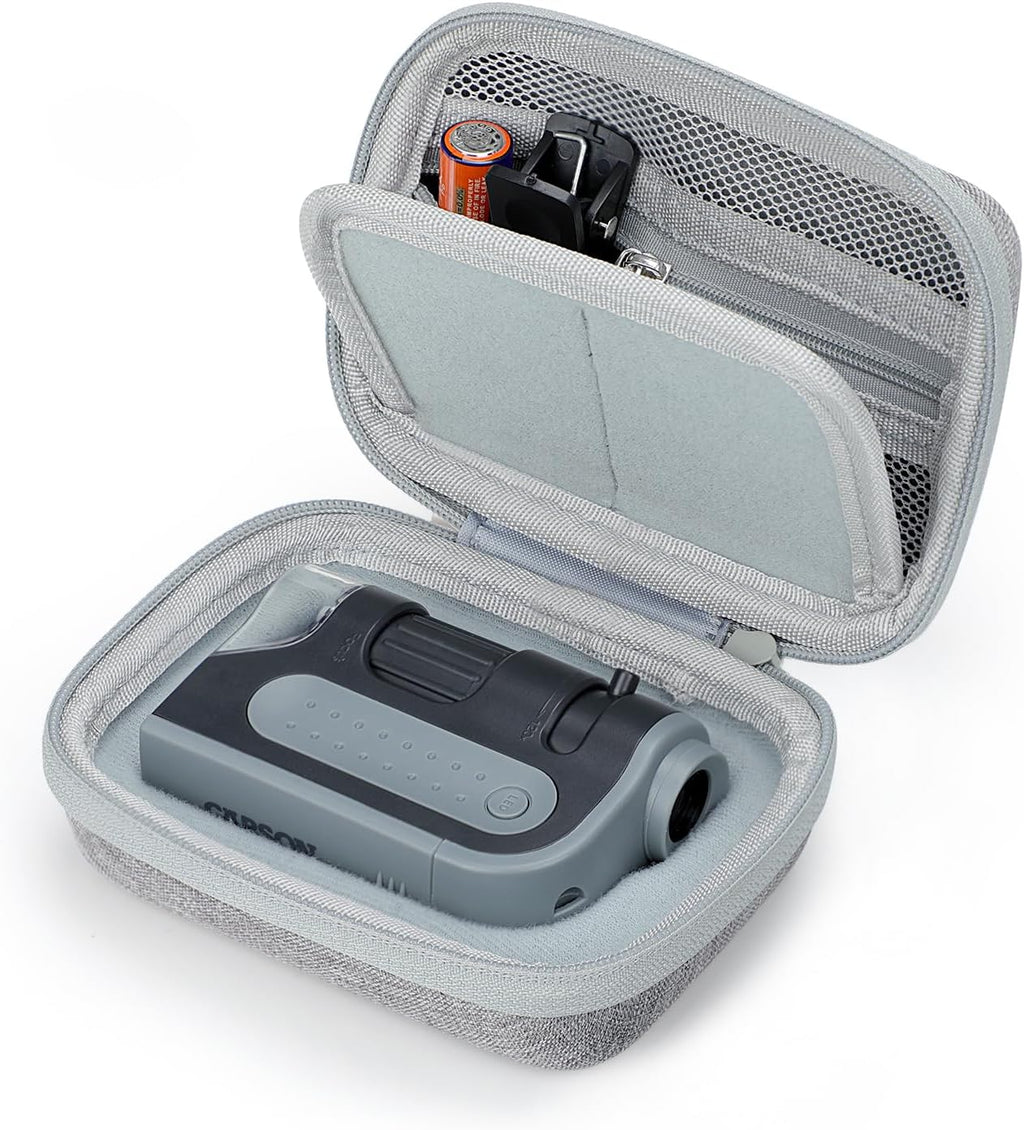 Hard Travel Case for Carson MicroBrite Plus 60x-120x LED Illuminated Pocket Microscope (MM-300), Portable Carrying Case, Compatible with Bebang Pocket Microscope and LAKWAR