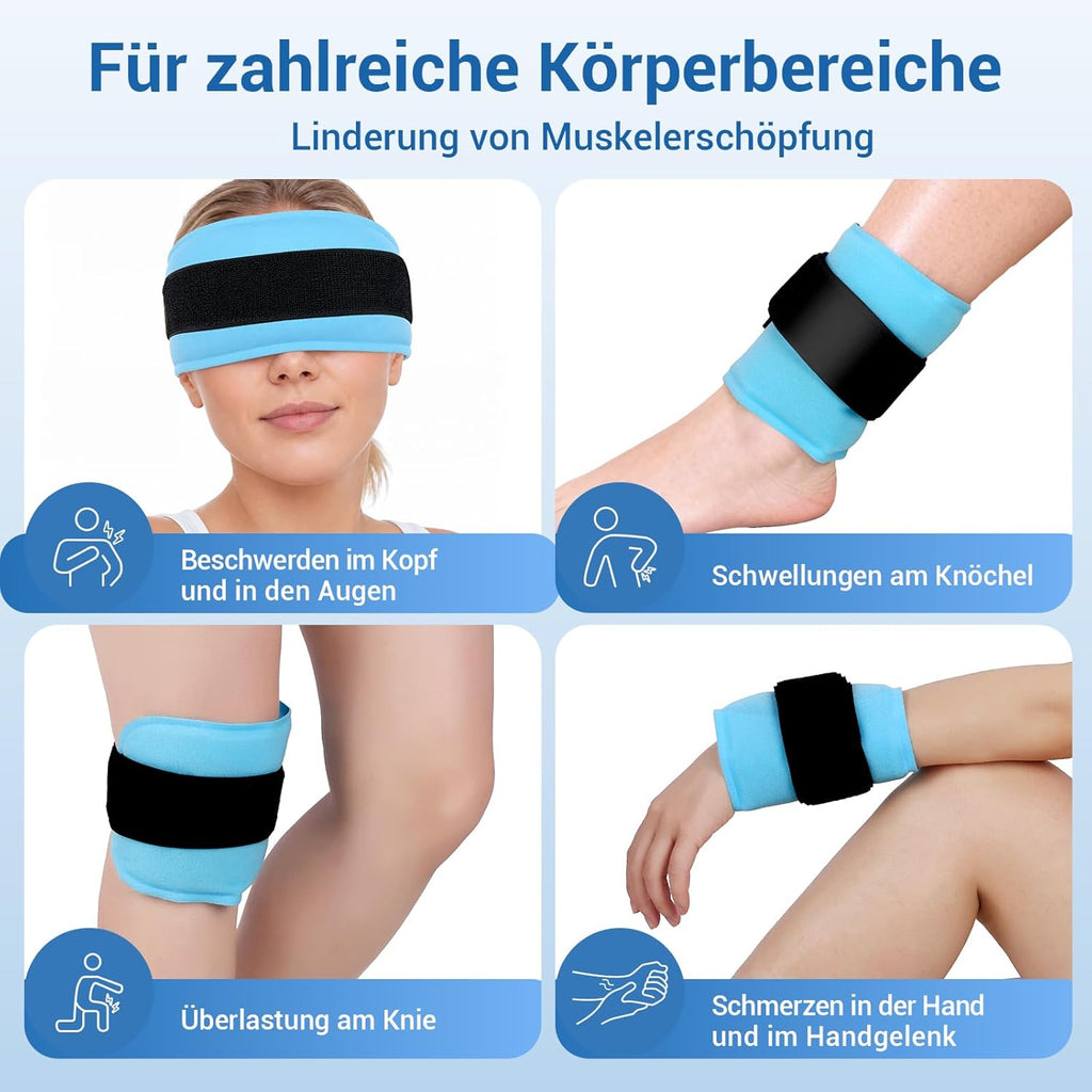 Comfytemp Kühlpads mit Klettband, 26 x 13 cm, 2 Stück, Wiederverwendbare Kühlpack Gel-Kühlkompressen, Kühlkissen Kühlbeutel Kalt Warm Kompresse Kühlmanschette für Augen, Nacken, Knie, Füße, Handgelenk