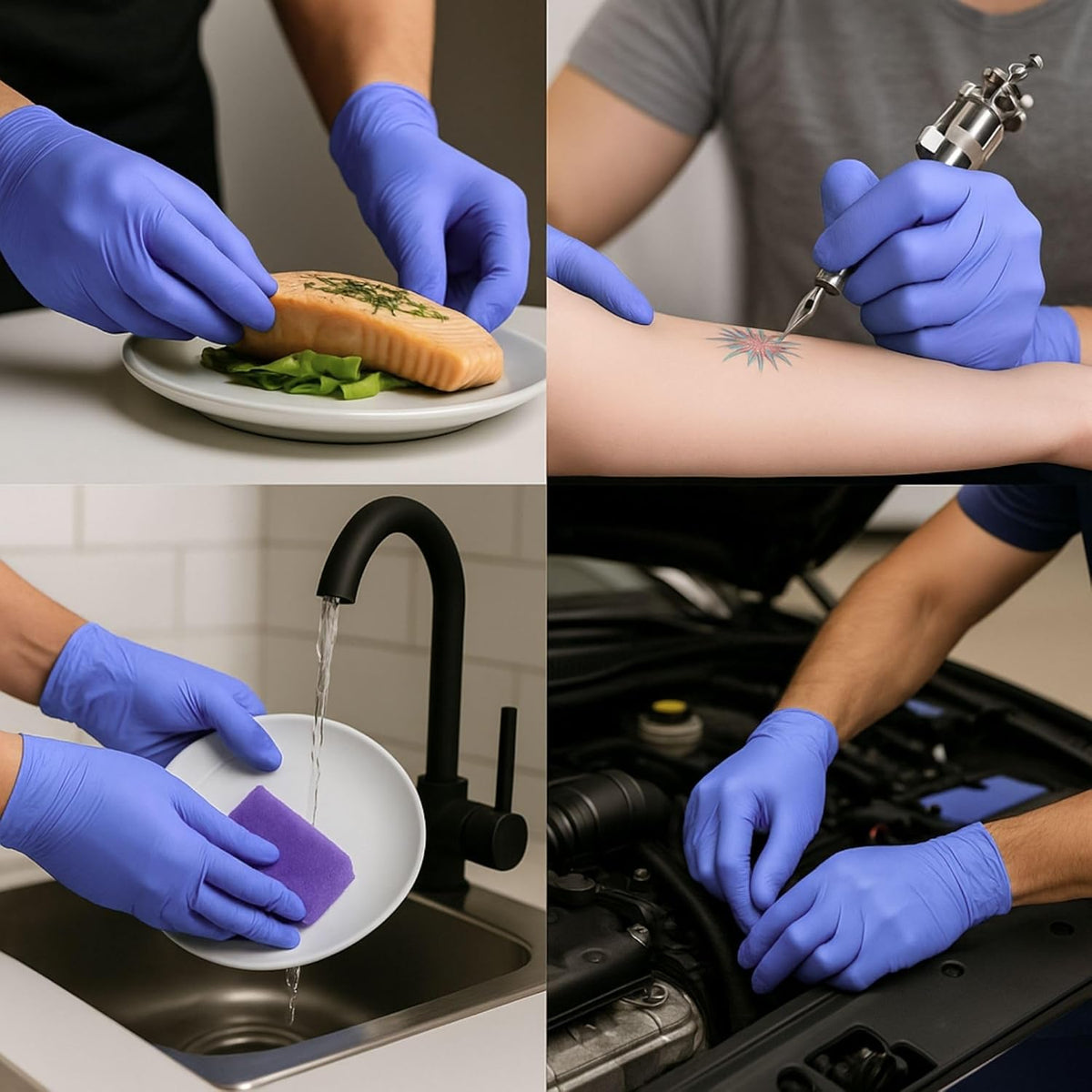 Disposable Gloves, XXL, Nitrile Gloves, Blue, Powder-Free, Latex-Free, Tear-Resistant & Sensitive EN 455 & EN 374, Size XS, S, M, L, XL, XXL Pack of 100