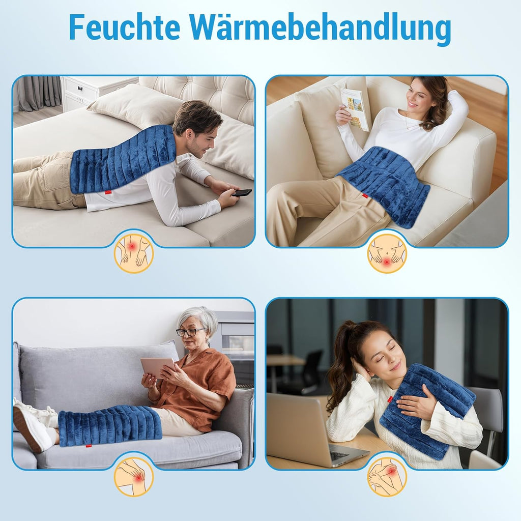 Comfytemp Large Weighted Grain Cushion 30 x 60 cm 1.8 kg Microwave Heat Cushion, Natural Linseed Moist Heat for Back, Neck, Shoulder, Stomach, Legs, Knee, XXL