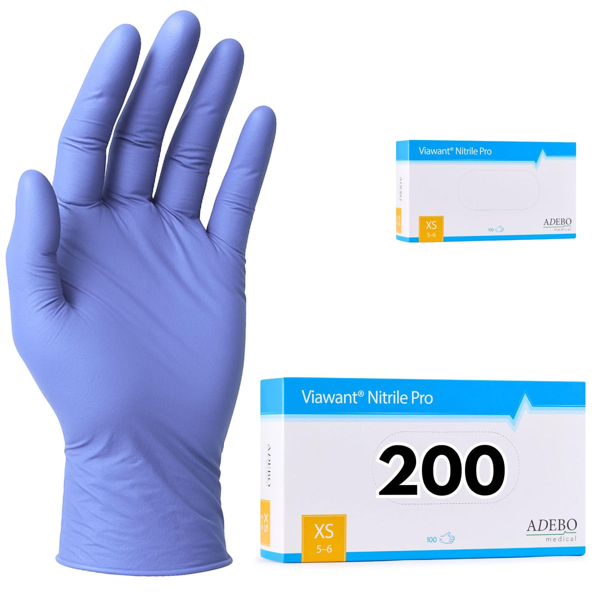 Disposable Gloves, XXL, Nitrile Gloves, Blue, Powder-Free, Latex-Free, Tear-Resistant & Sensitive EN 455 & EN 374, Size XS, S, M, L, XL, XXL Pack of 100
