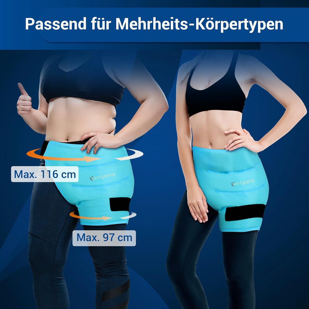 Comfytemp Large Cooling Pad Cooling Cuff for Hips, Groin, Buttocks, Thighs and Leg, 51 x 35 cm, Cool Pack Gel with Fasteners, Cooling Bandage, Cooling Pad, Reusable, Cold Warm Compress