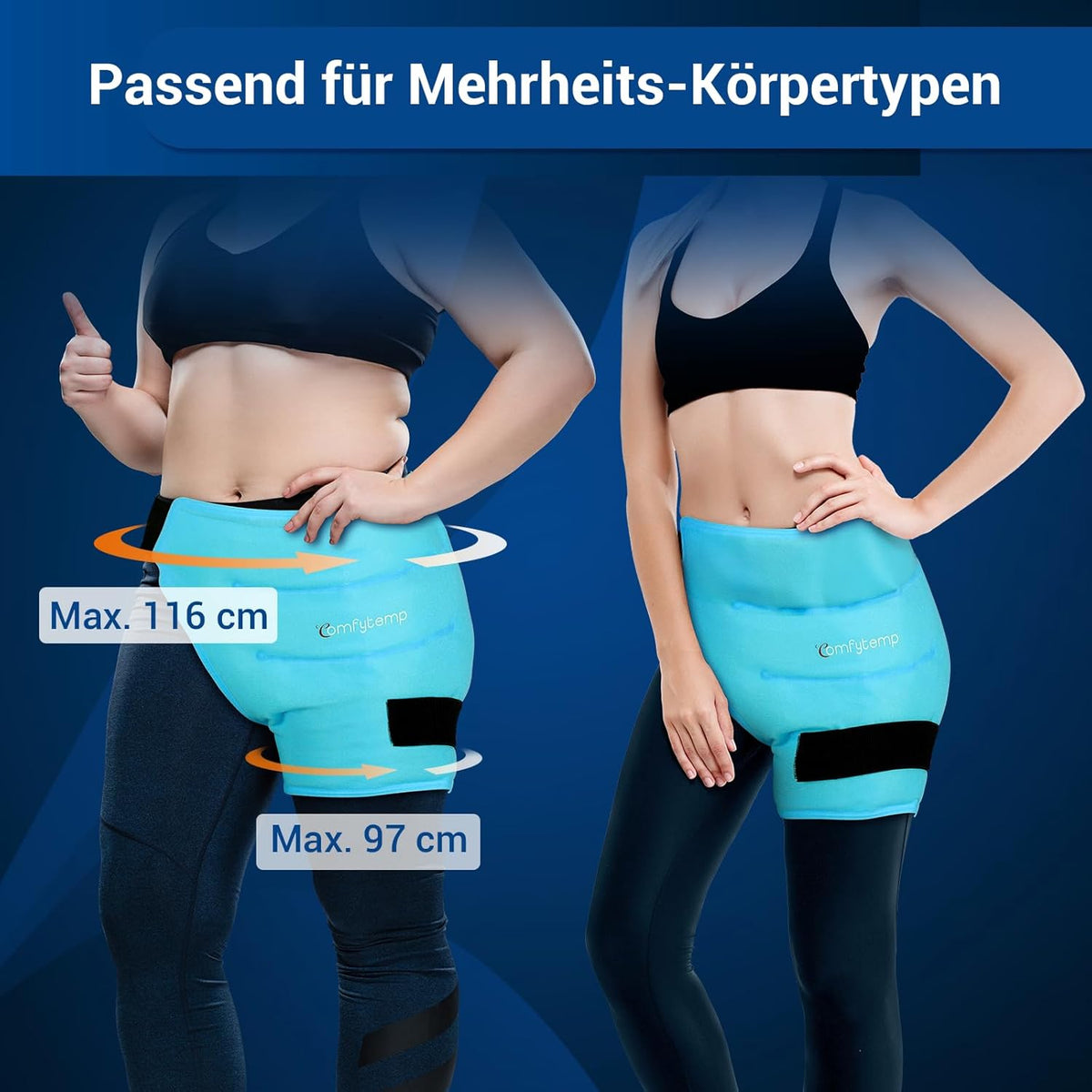 Comfytemp Large Cooling Pad Cooling Cuff for Hips, Groin, Buttocks, Thighs and Leg, 51 x 35 cm, Cool Pack Gel with Fasteners, Cooling Bandage, Cooling Pad, Reusable, Cold Warm Compress