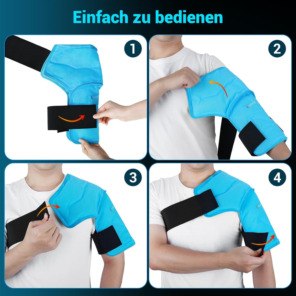 Comfytemp 3D Cooling Cuff for Shoulder and Upper Arm with Fasteners, Large Gel Cooling Pad, Cooling Bandage, Cold Warm Compress for Frozen Shoulder and Recovery After Surgery (15 x 23 cm, 900 g)