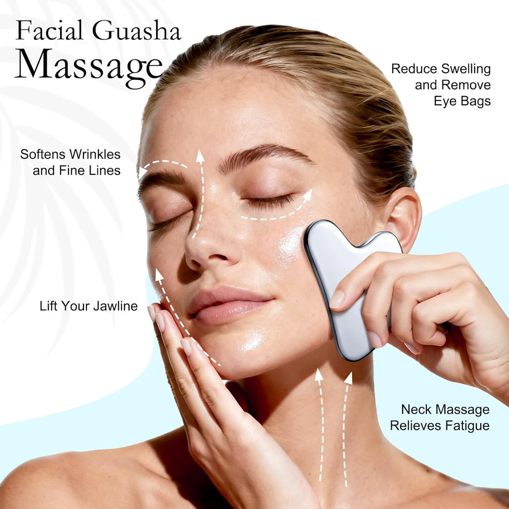 Gua Sha Face Massager Stainless Steel for Face and Body - Facial Massager for Lymphatic Drainage, Anti-Aging and Radiant Skin