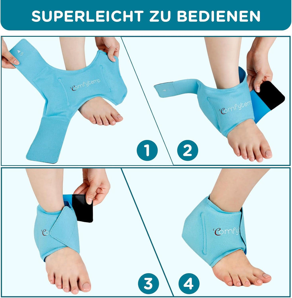 Comfytemp Cooling Cuff Foot Ankle Gel Cooling Pads (1 Piece), Cooling Bandage Ankle Pain Relief, Cold Warm Compress Reusable Cooling Packs Plantar Fasciitis 30 x 11 cm