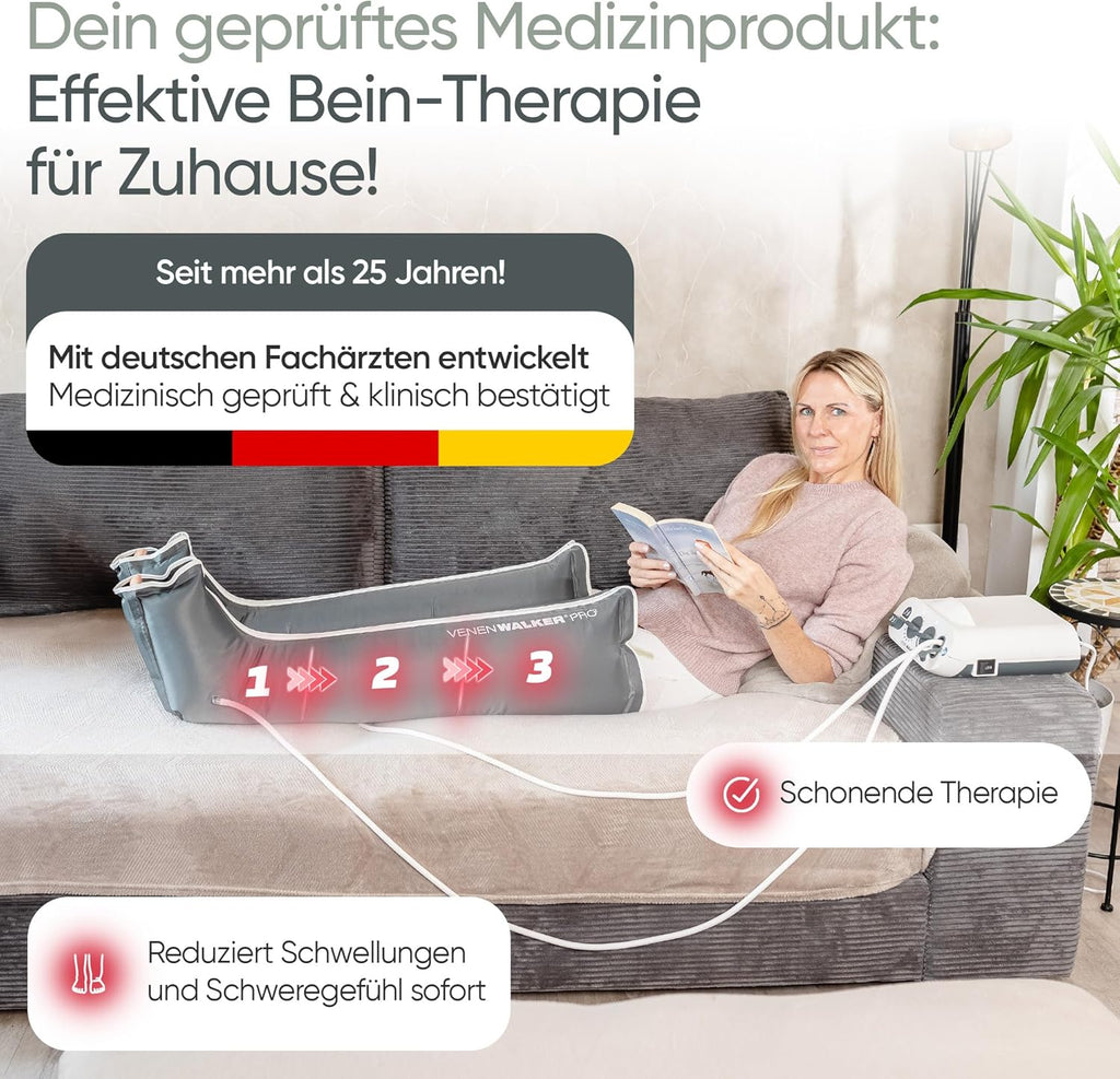PRO2 Vein Therapy Device for Lymphatic Drainage, Certified Medical Device, The Original with Professional Alternating Pressure Technology and Internal Chambers, Lymphedema, Lipedema, Cellulite