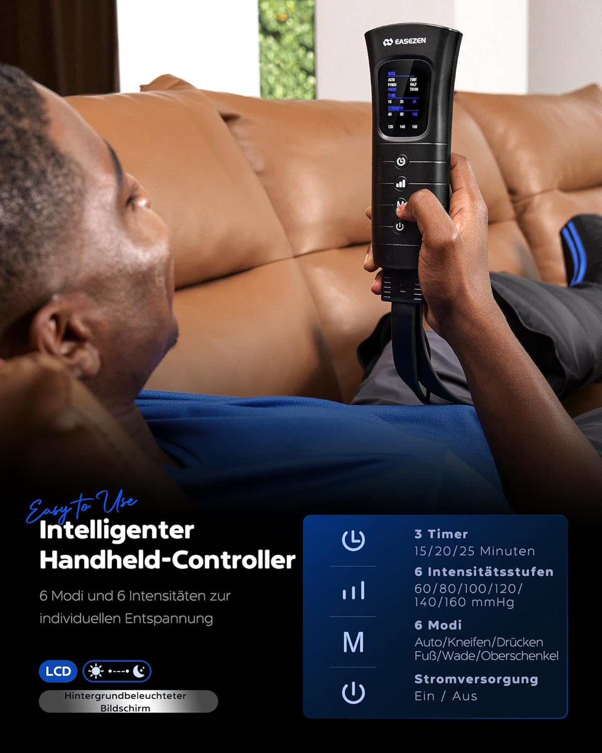 Leg Massager to Promote Blood Circulation and Pain Relief, Compression System for Fast Recovery of Feet, Calves and Thighs, Relief from Edema, Reduce Muscle Tire