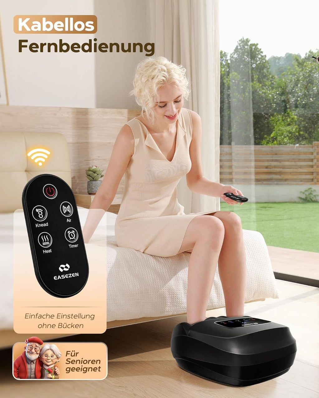 EaseZen Shiatsu Foot Massager, 2026 Upgrade Relaxation Foot Massager with Remote Control & LCD Display, Birthday Gift for Women/Mothers/Dads, Up to Shoe Size 48