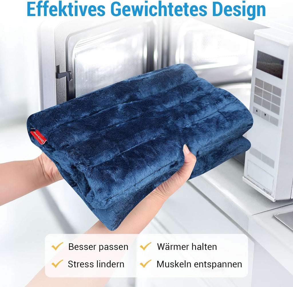 Comfytemp Large Weighted Grain Cushion 30 x 60 cm 1.8 kg Microwave Heat Cushion, Natural Linseed Moist Heat for Back, Neck, Shoulder, Stomach, Legs, Knee, XXL
