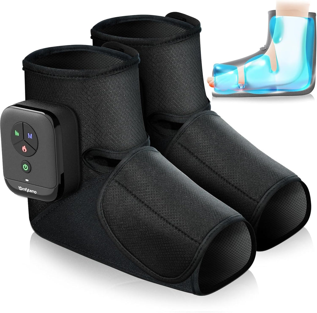 Comfytemp Wireless Foot Massager Air Compression Massage with 2500 mAh Battery, Foot Sole Heating with DIY Control via App and Push Button for Ankle, Heel, Sole, Arch for Both Feet (Pack of 2)