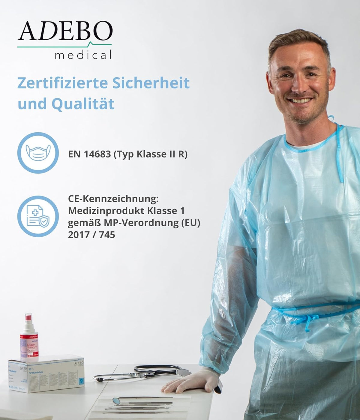 Surgical Masks Type IIR - Pack of 50 | Medical 3-Layer Disposable Masks | EN 14683 & CE Certified | BFE ≥98% | Blue | Latex Free & Hypoallergenic, Breathable