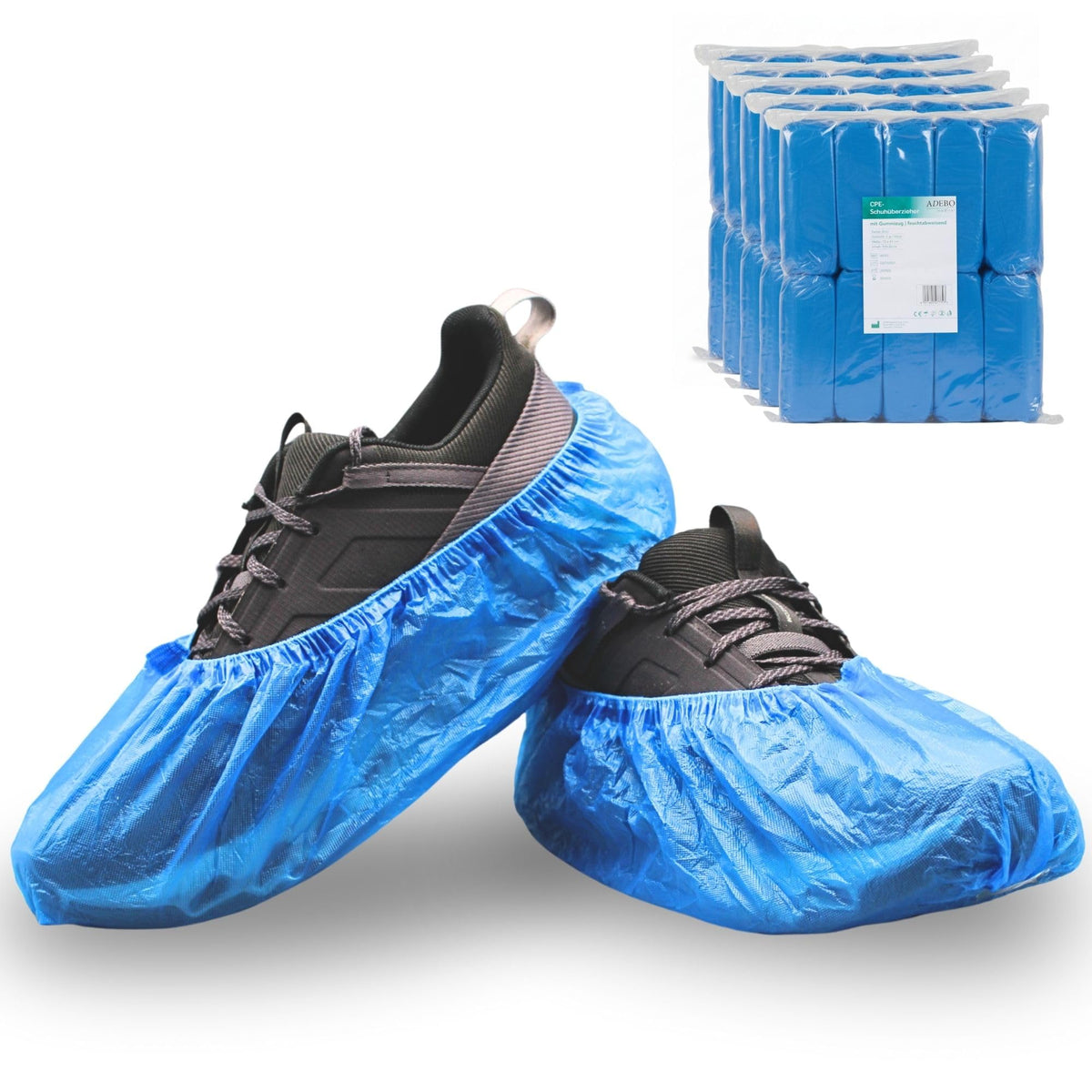 ADEBO Waterproof Shoe Covers, Pack of 100, CPE Overshoes 3 g, Non-Slip, Tear-Resistant, Universal Fit, Disposable, for Household and Commercial Use
