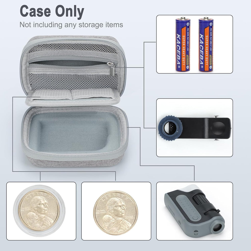 Hard Travel Case for Carson MicroBrite Plus 60x-120x LED Illuminated Pocket Microscope (MM-300), Portable Carrying Case, Compatible with Bebang Pocket Microscope and LAKWAR