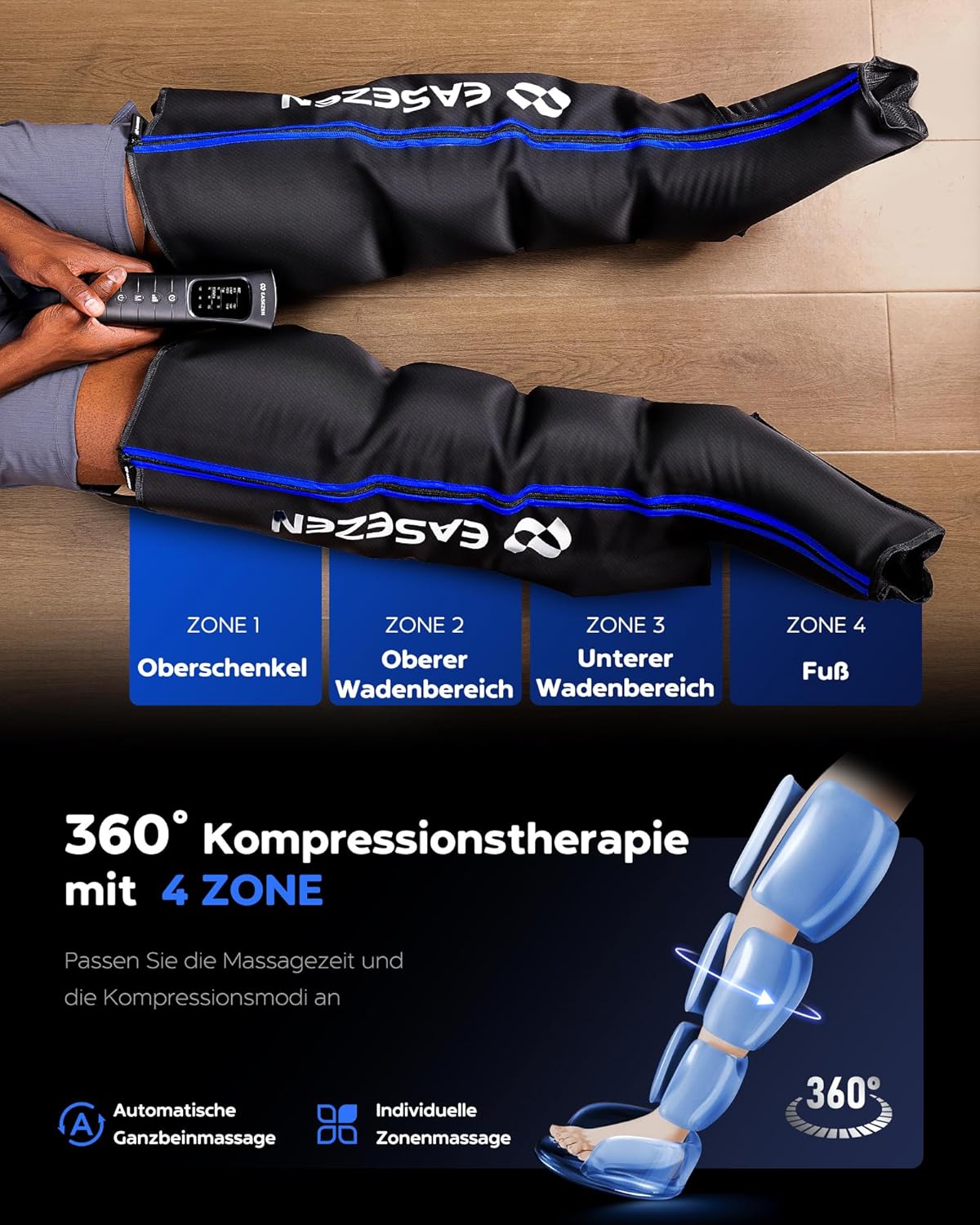 Leg Massager to Promote Blood Circulation and Pain Relief, Compression System for Fast Recovery of Feet, Calves and Thighs, Relief from Edema, Reduce Muscle Tire