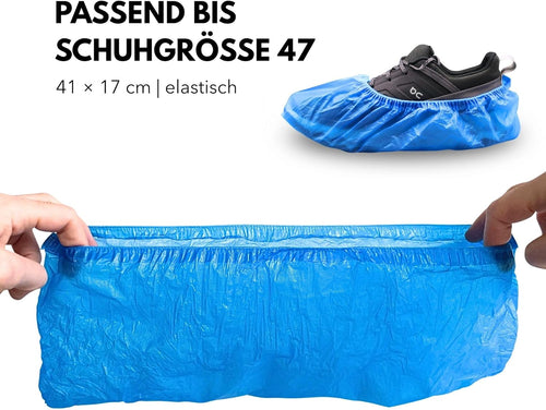 ADEBO Waterproof Shoe Covers, Pack of 100, CPE Overshoes 3 g, Non-Slip, Tear-Resistant, Universal Fit, Disposable, for Household and Commercial Use