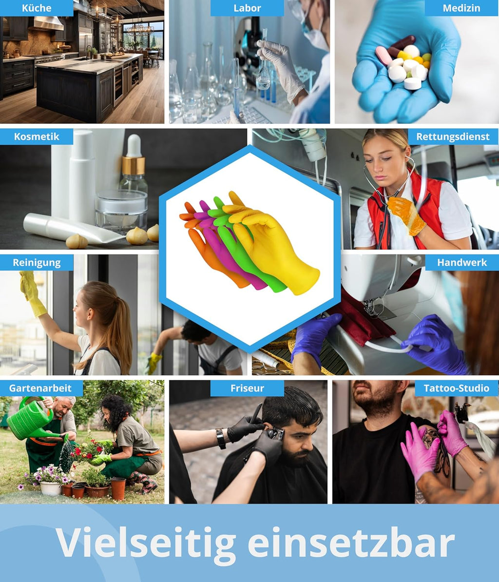 Rainbow Star Disposable Nitrile Gloves M [Pack of 96] Sturdy, Hypoallergenic, Powder-Free & Latex Free - Tear-Resistant Disposable Gloves