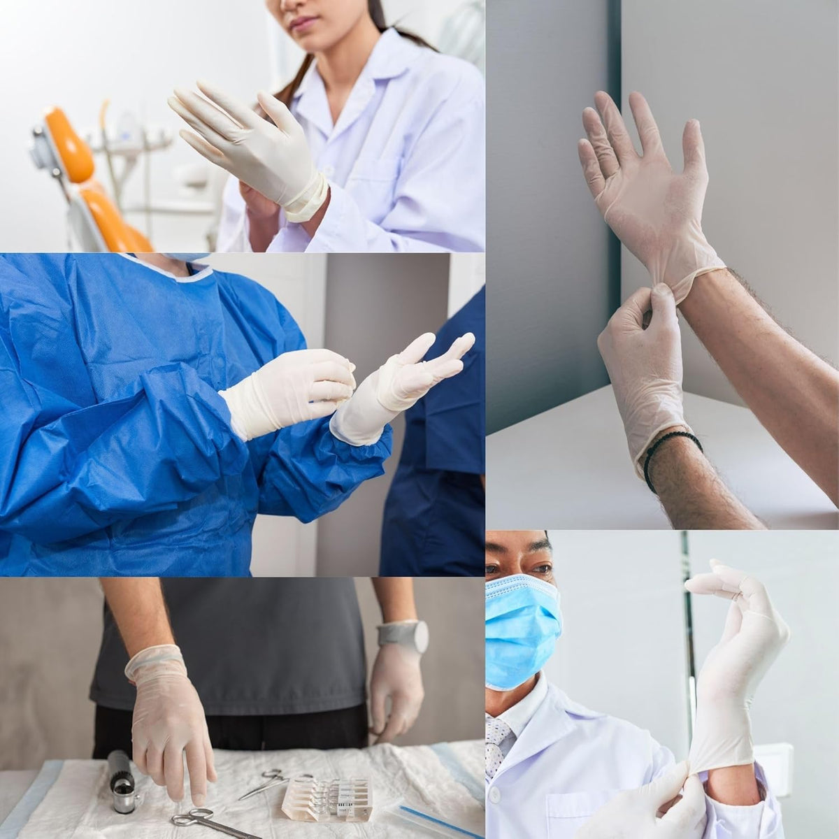 Latex Gloves Pack of 100 | L | Powder-Free Latex Gloves White | Textured, Tear-Resistant & Elastic | Disposable Examination Gloves for Care & Cosmetics | Size XS, S, M, L, XL