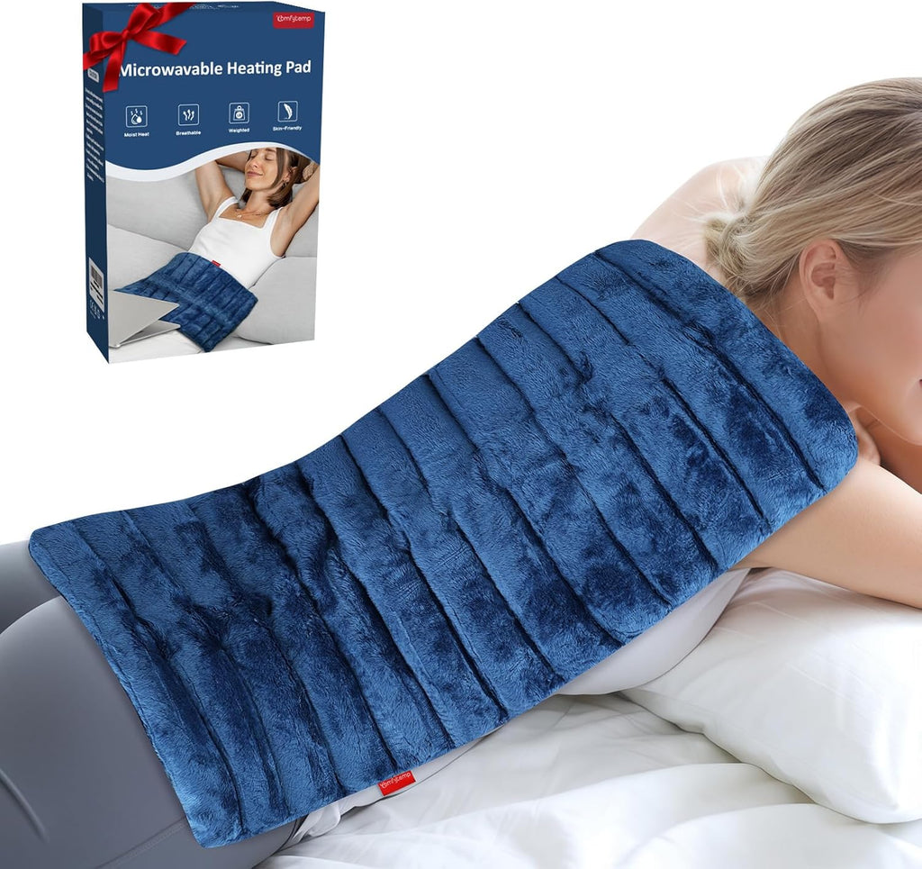 Comfytemp Large Weighted Grain Cushion 30 x 60 cm 1.8 kg Microwave Heat Cushion, Natural Linseed Moist Heat for Back, Neck, Shoulder, Stomach, Legs, Knee, XXL