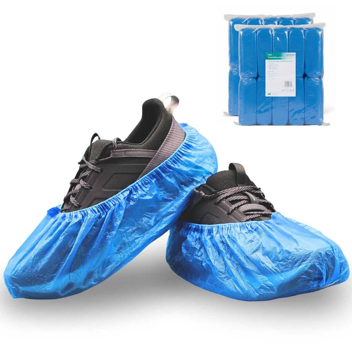 ADEBO Waterproof Shoe Covers, Pack of 100, CPE Overshoes 3 g, Non-Slip, Tear-Resistant, Universal Fit, Disposable, for Household and Commercial Use