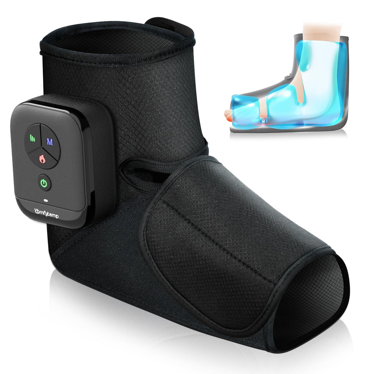 Comfytemp Wireless Foot Massager Air Compression Massage with 2500 mAh Battery, Foot Sole Heating with DIY Control via App and Push Button for Ankle, Heel, Sole, Arch for Both Feet (Pack of 2)