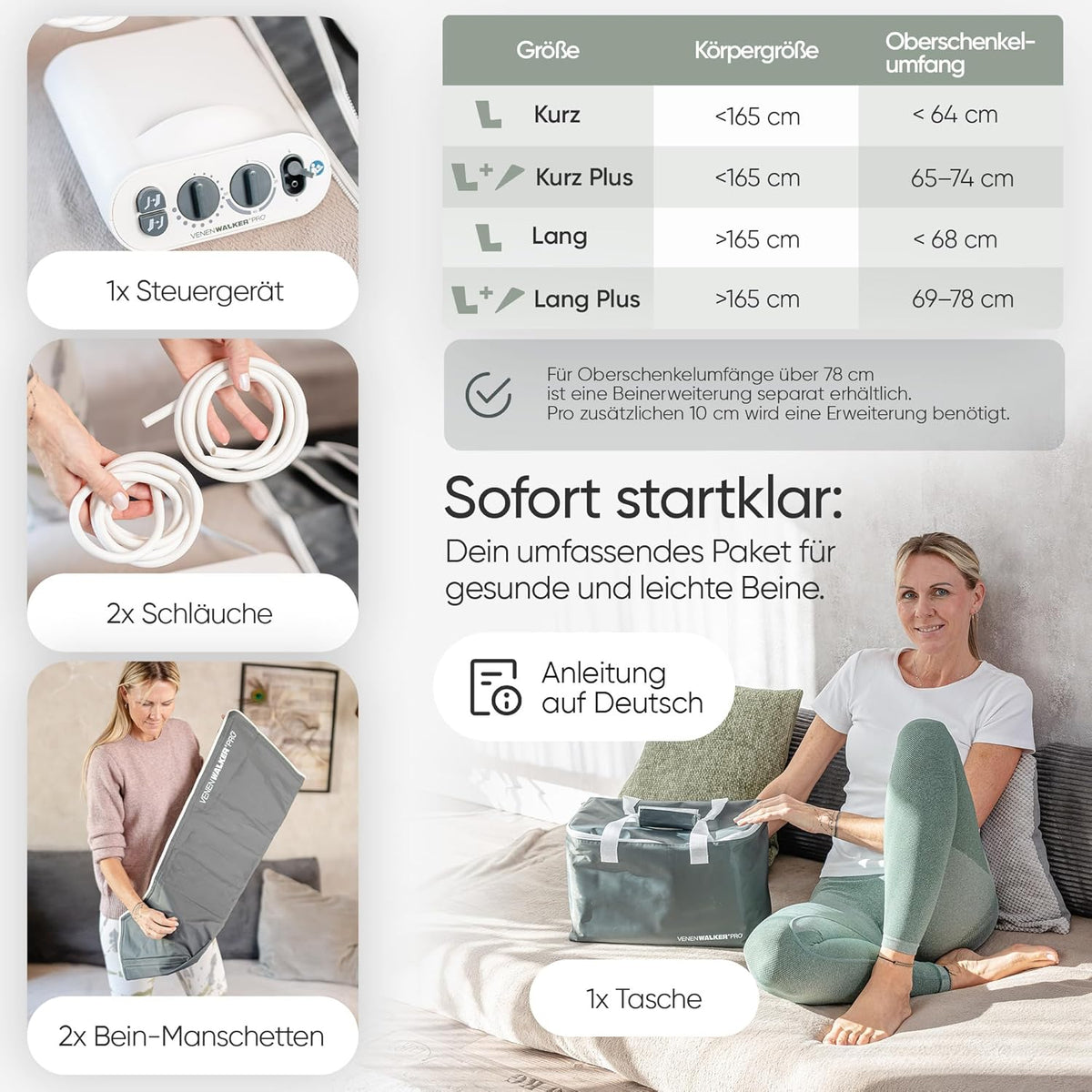 PRO2 Vein Therapy Device for Lymphatic Drainage, Certified Medical Device, The Original with Professional Alternating Pressure Technology and Internal Chambers, Lymphedema, Lipedema, Cellulite