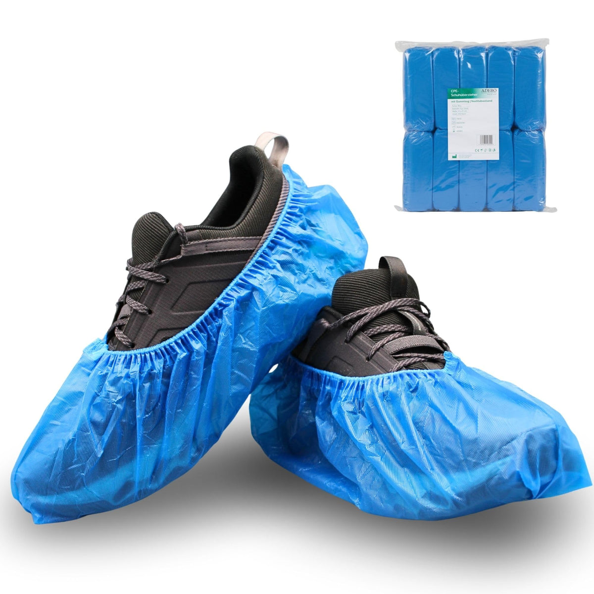 ADEBO Waterproof Shoe Covers, Pack of 100, CPE Overshoes 3 g, Non-Slip, Tear-Resistant, Universal Fit, Disposable, for Household and Commercial Use