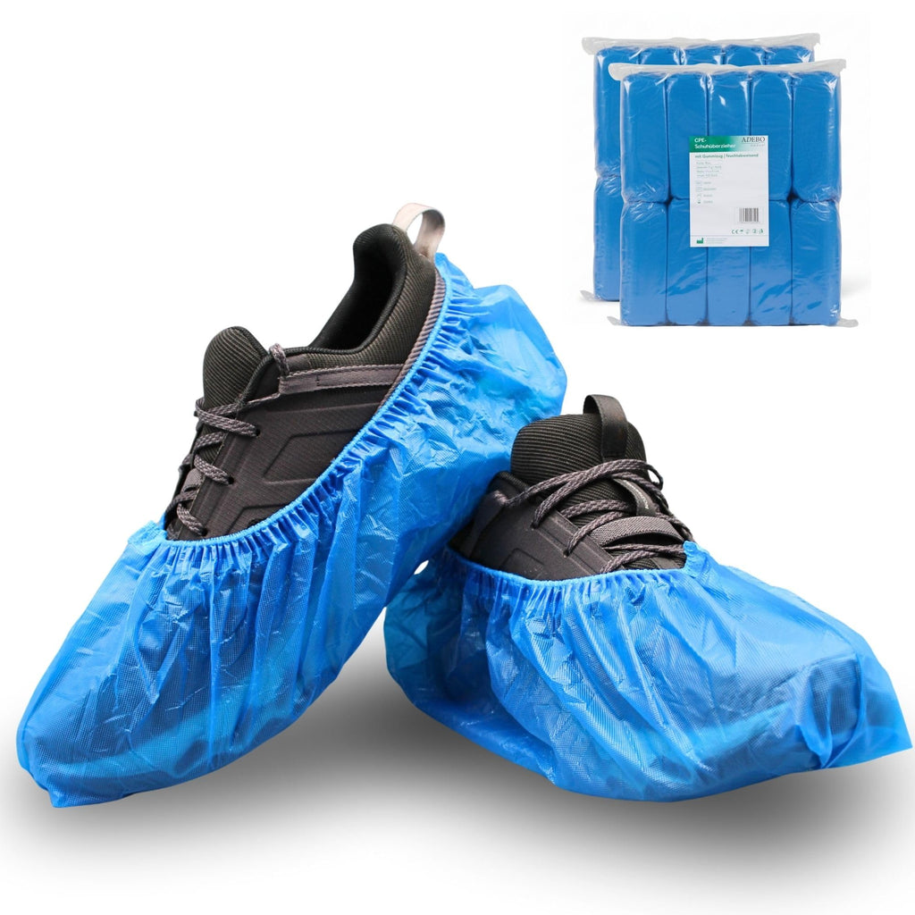 ADEBO Waterproof Shoe Covers, Pack of 100, CPE Overshoes 3 g, Non-Slip, Tear-Resistant, Universal Fit, Disposable, for Household and Commercial Use