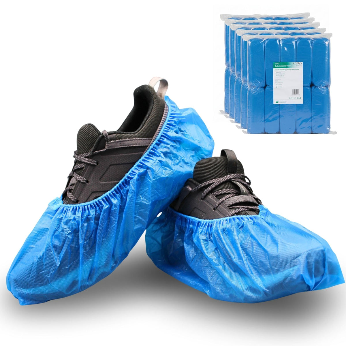 ADEBO Waterproof Shoe Covers, Pack of 100, CPE Overshoes 3 g, Non-Slip, Tear-Resistant, Universal Fit, Disposable, for Household and Commercial Use