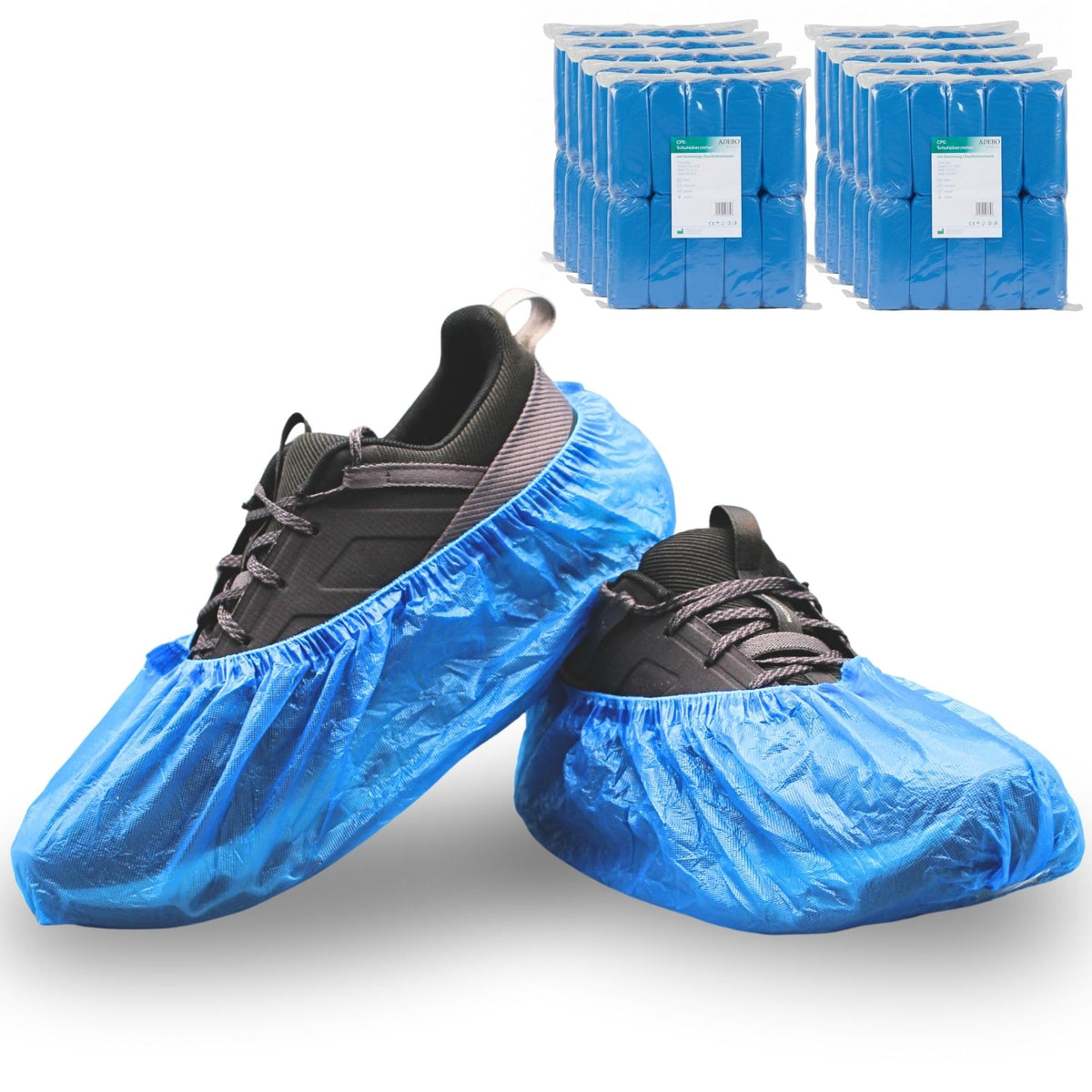 ADEBO Waterproof Shoe Covers, Pack of 100, CPE Overshoes 3 g, Non-Slip, Tear-Resistant, Universal Fit, Disposable, for Household and Commercial Use