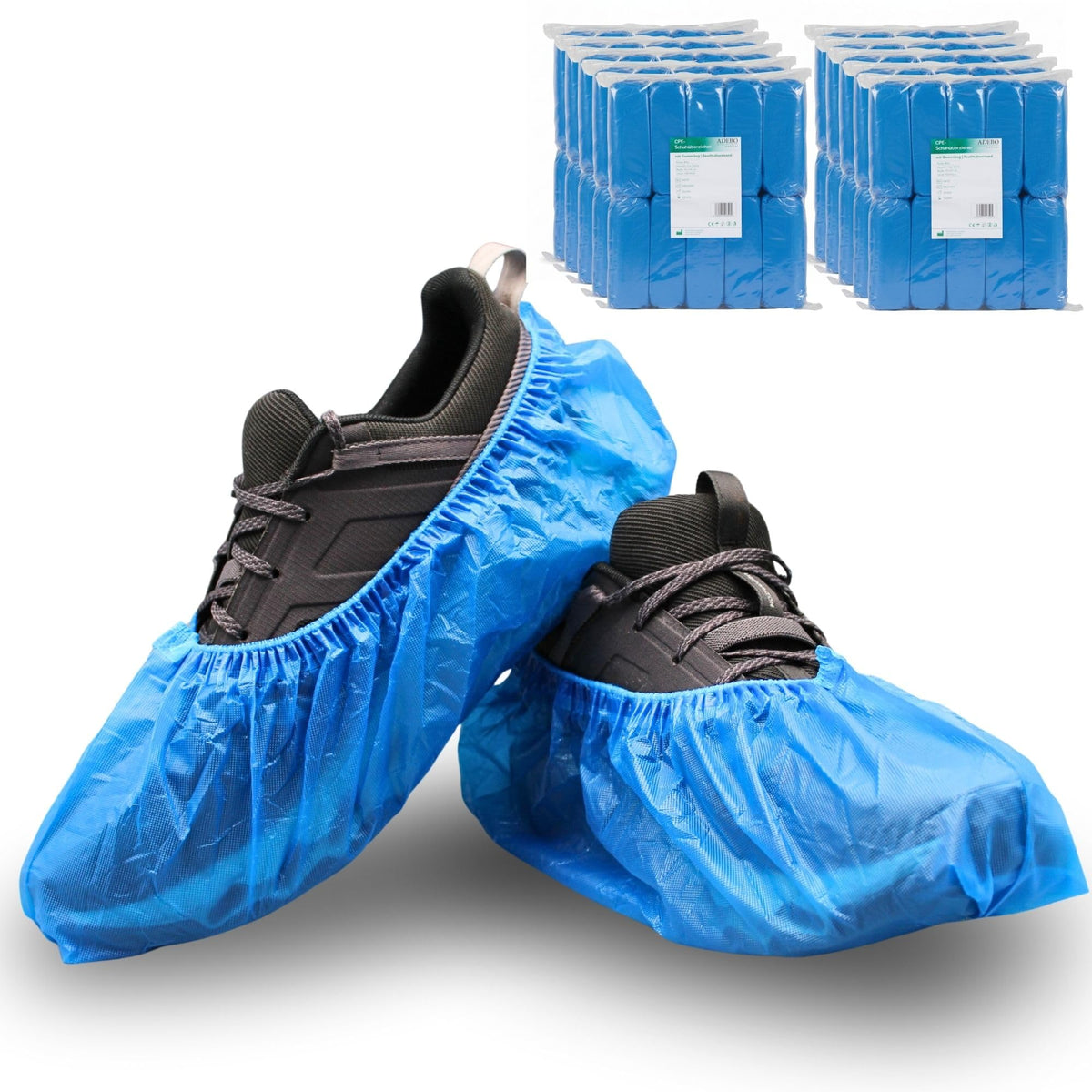 ADEBO Waterproof Shoe Covers, Pack of 100, CPE Overshoes 3 g, Non-Slip, Tear-Resistant, Universal Fit, Disposable, for Household and Commercial Use