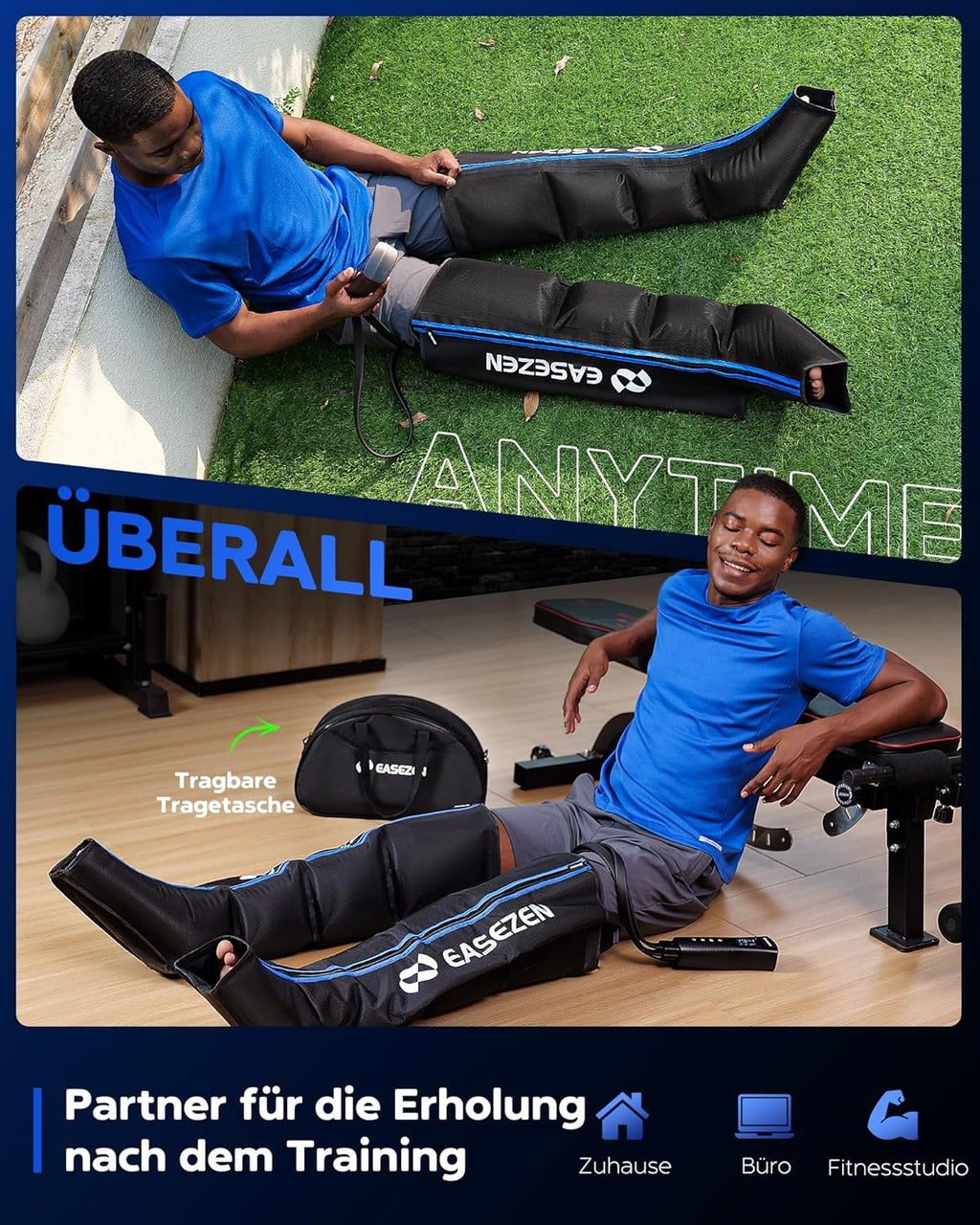 Leg Massager to Promote Blood Circulation and Pain Relief, Compression System for Fast Recovery of Feet, Calves and Thighs, Relief from Edema, Reduce Muscle Tire